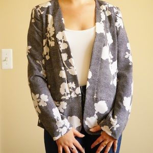 Black and white floral blazer